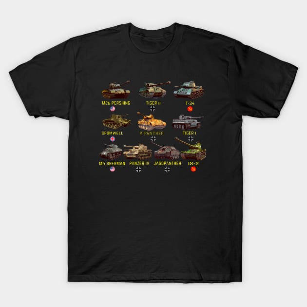 Top 10 WW2 Tanks T-Shirt by F&L Design Co.